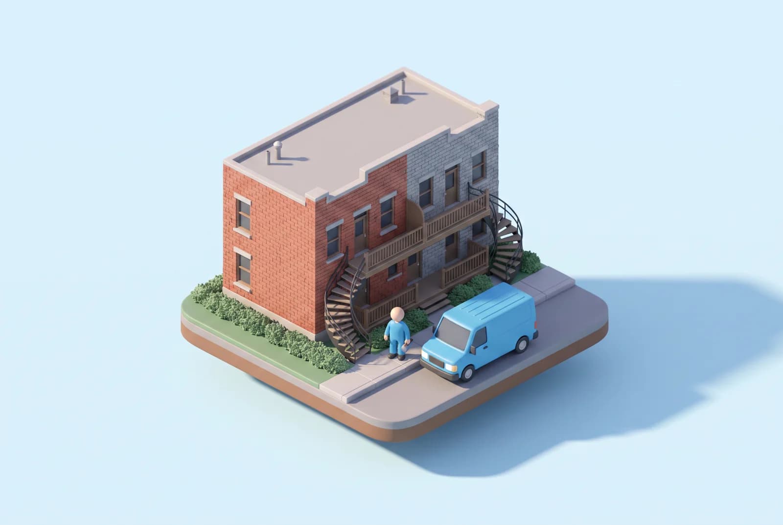 Illustration, un immeuble montréalais en coupe, ses parties communes entretenues.