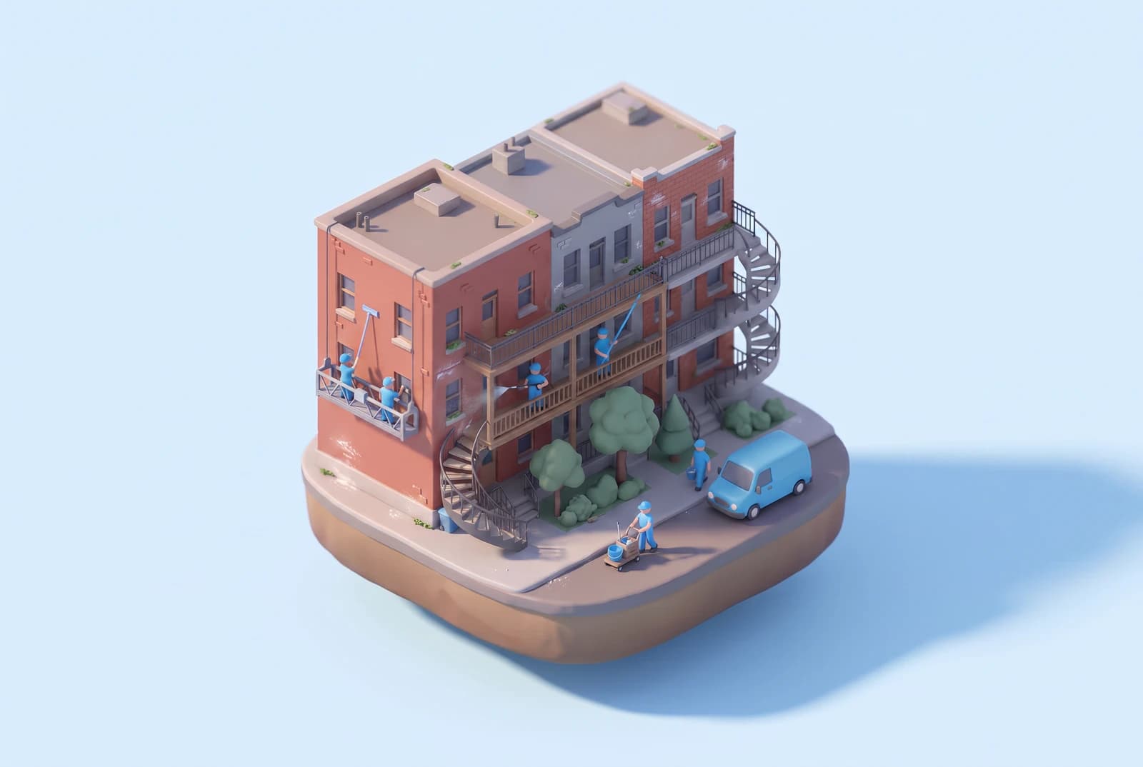 Illustration : nettoyage et lavage à pression de balcons à montréal.